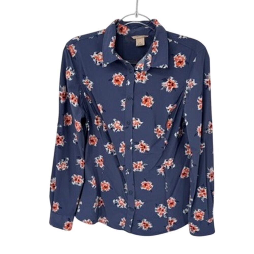 Duluth Trading‎ Sidewinder Vented Outdoor Shirt Womens M Blue Floral Nylon